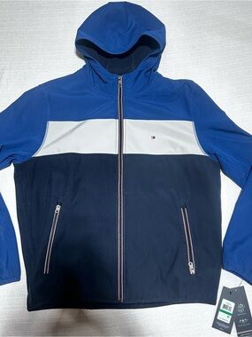 NEW TOMMY HILFIGER WATER & WIND RESISTANT SOFTSHELL HOODED JACKET SIZE L